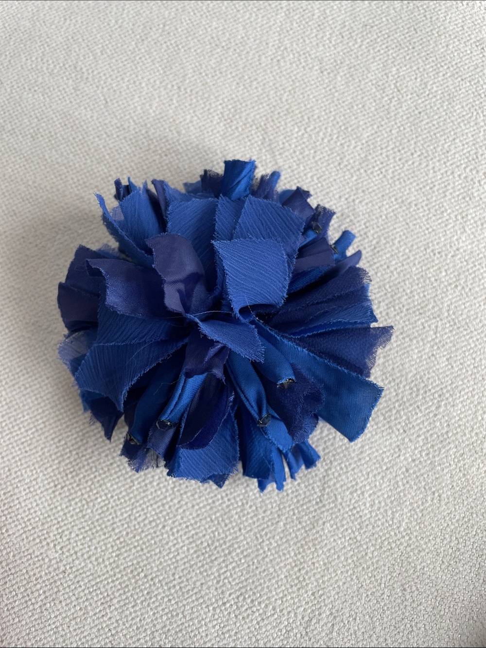 WHBM Blue Fabric Pom Pom Brooch